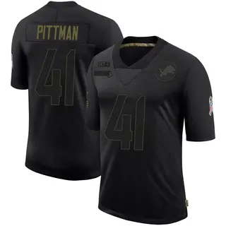 Detroit Lions Youth Anthony Pittman Limited 2020 Salute To Service Jersey - Black