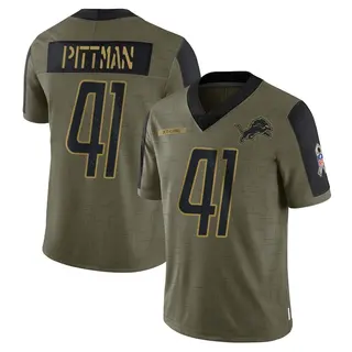 Detroit Lions Youth Anthony Pittman Limited 2021 Salute To Service Jersey - Olive