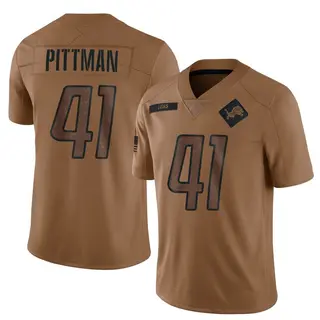 Detroit Lions Youth Anthony Pittman Limited 2023 Salute To Service Jersey - Brown